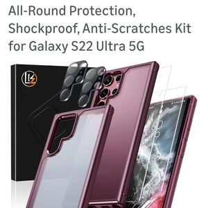 Shockproof Anti-Scratch Case for Galaxy S22 Ultra 5G - Burgundy